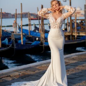 blaadjes kant - silhouette bruidsjurk sexy jurk