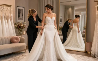 Een trouwjurk met afneembare rok voor twee looks op één dag